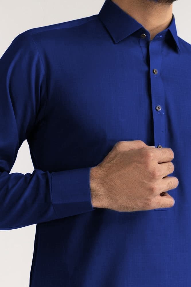 Navy Grey Wash & Wear Unstitched Fabric